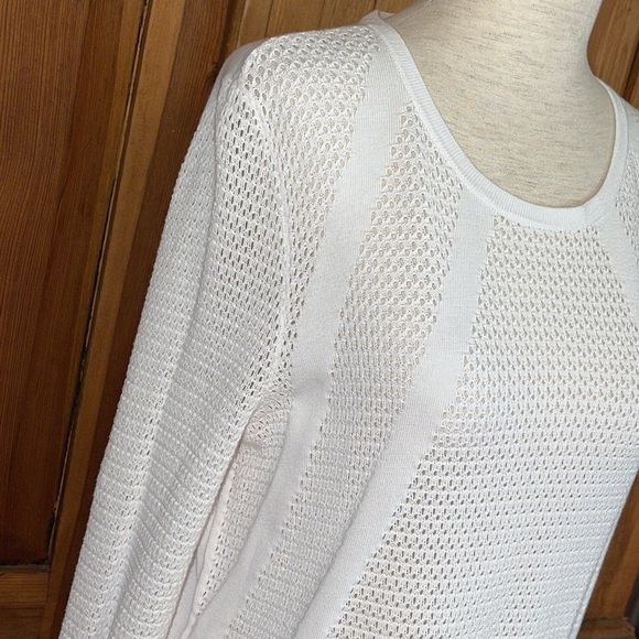 LOU & GREY White long Sleeve open knit 💯 Cotton Sweater Sz. MD - Picture 3 of 16